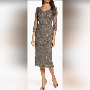 Pisarro Nights Sequin & Beaded Cocktail Sheath Dress NWT